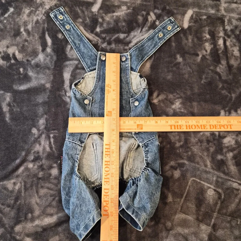 Parisian Pet Dog Denim Overalls Blue Cotton Pet Dungarees Medium Wash Large
